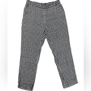 St.John Womens Silk Blend‎ Black White Checkered Straight Leg Pants Size Small